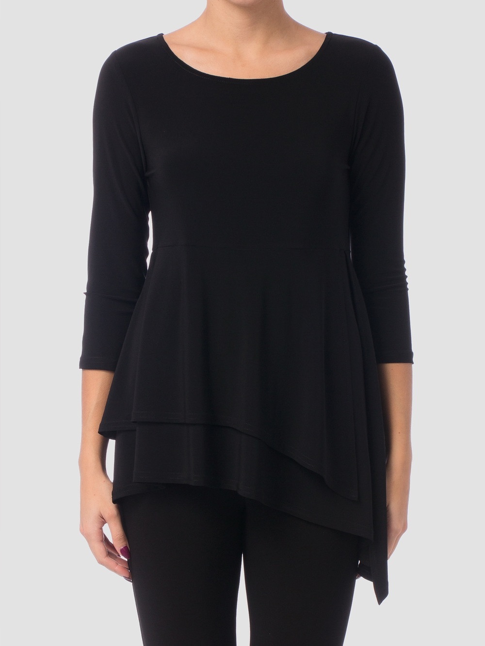 SYMPLI | 3/4 Sleeve Black Asymmetrical Tunic Size 6